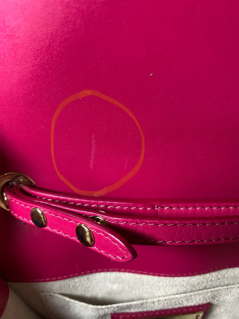 Jimmy Choo Red/Fuchsia Leather Crossbody with Gold-Tone Lock - Picture 13 of 16